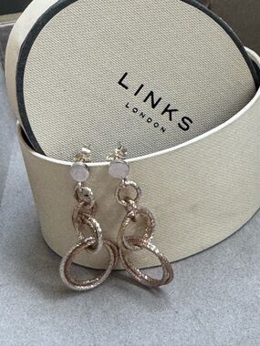 Links of London Aurora Three Tone Double Link Drop Earrings - Sterling Silver
